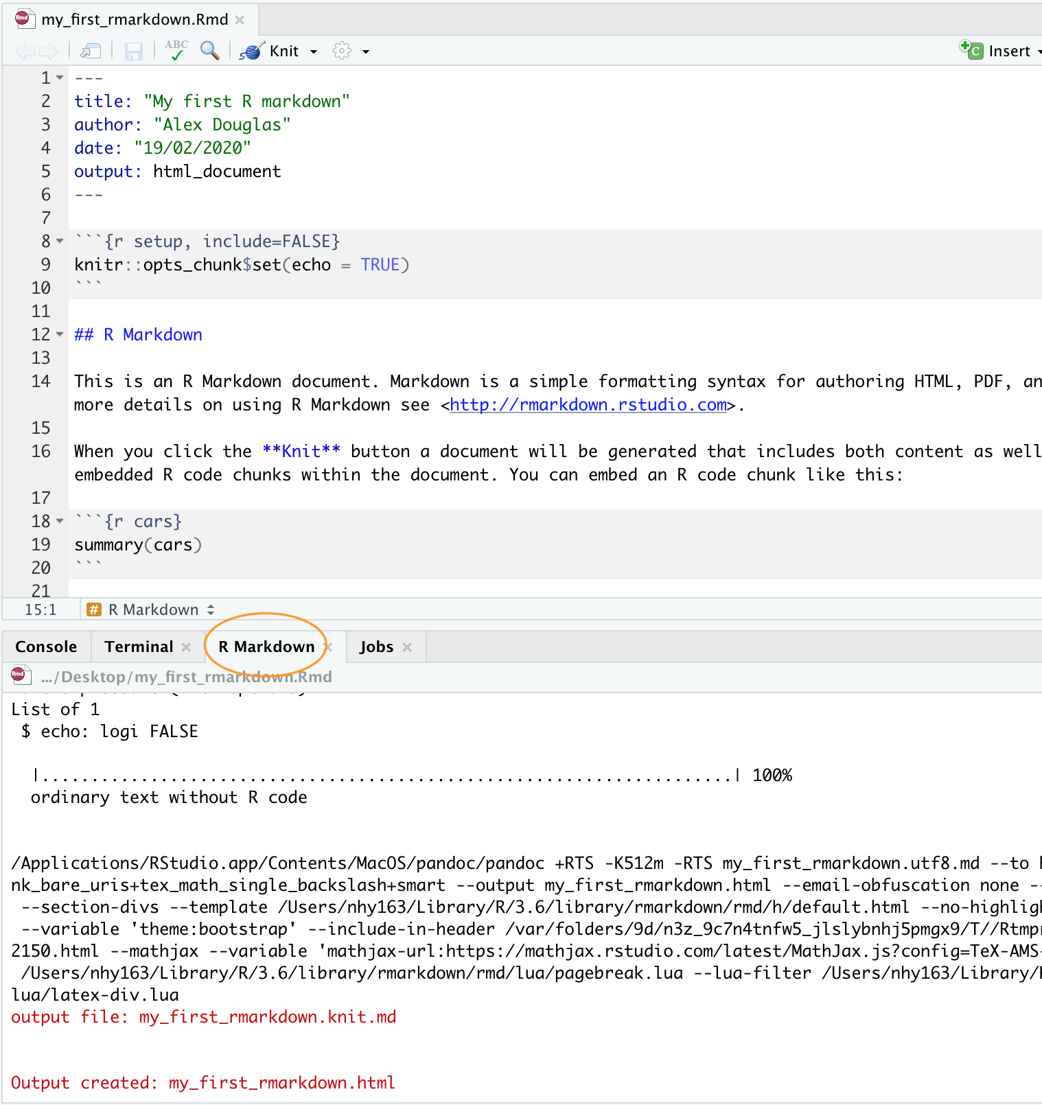 make a table in r markdown