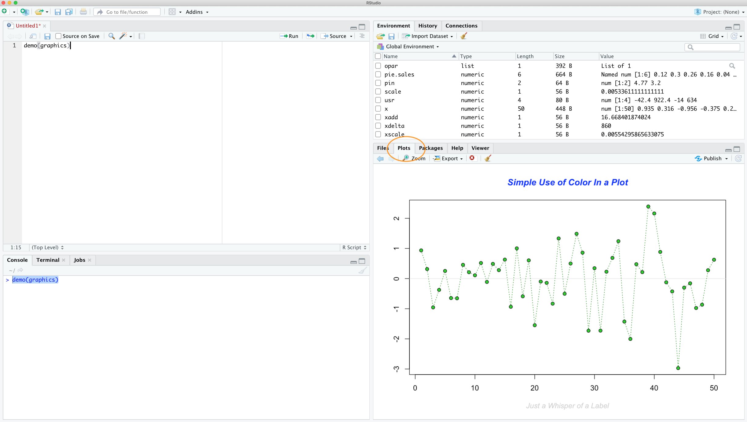 r studio regression output